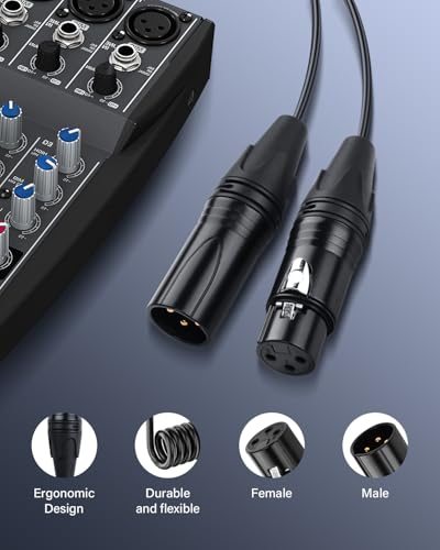XLR Kabel, 3 Pin, XLR Plug naar Bus Extension Kabel, XLR naar XLR Speaker Kabel voor Studio Recorder, Microfoon, Mixer, Speaker System, 0,5 m 4