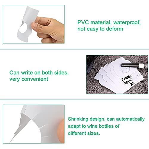 200st PVC Wijnfles Labels - Dubbelzijdige blanco Neck Labels voor wijn Racks en kelder Organiseren 3