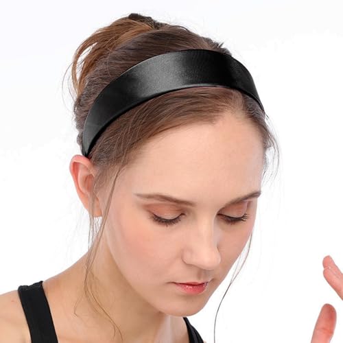 Brede zwarte haarband voor vrouwen, Classic Basic Black Band, Hair Band voor vrouwen, Non-Slip Hard Vintage Fashion Hair Band Stof Haarband Minimalistisch voor elke gelegenheid 5