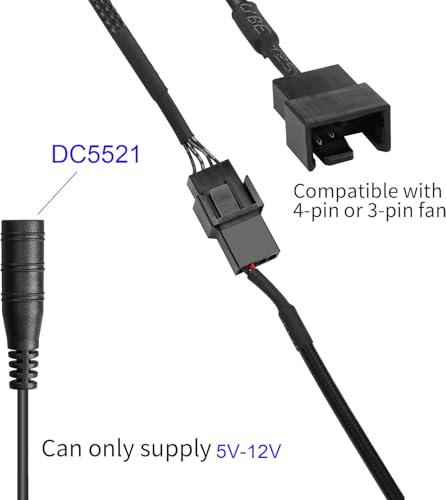 10st PC Ventilator Kabels, 4 Pole DC Fan Kabel met 4 Pin / 3 Pin, DC naar Fan Jack, DC Ventilator Adapter, Power Cable voor PC DC5521 (30cm) 3