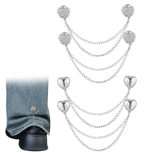 Brooch Neckline Krimpen 4 Piece Light Silver Pink Heart Cardigan Clips Multifunctionele Sjaal Clip voor Sleeves Pants Benen Vesten