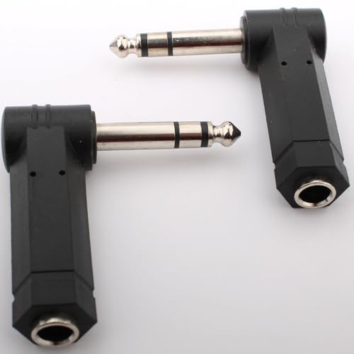 2 stuks rechthoekig 6,35mm TRS 1/4 inch adapter, 6,35mm rechte hoek TRS stekker aan 6,35mm TRS jack, 1/4 inch stereo plug aan 1/4 inch jack 4