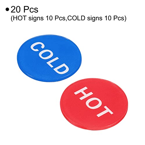 Zelfklevend warm/koud waterlabel, 10 Paren/20 Stuks Acryl Ronde Sticker Borden voor Faucets Sinks, Rood/Wit, Blauw/Wit 3