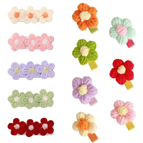 12 st pluche bloem haarspeld leuk non-slip bloem haarspeld katoen klein pluche haar accessoires kleine meisje haar clips multicolor voor kleine meisjes
