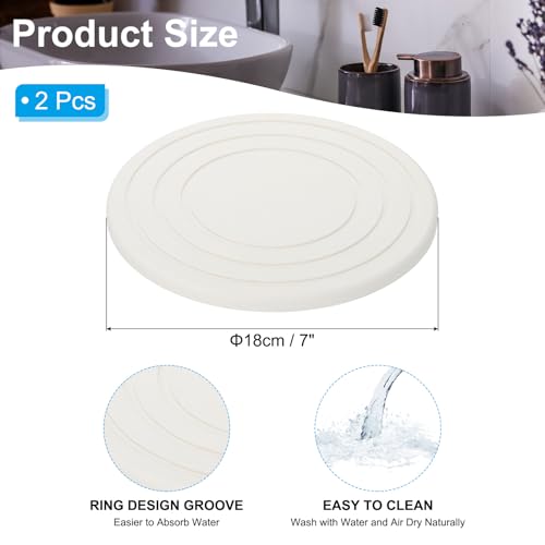 Diatomeek Aarde Indoor Planter Saucers 7 Inch,2 Pack Snel Dry Plant Dropper Trays voor Potten, Absorberende Plant Vangbak voor Binnen Home Tuin Plant, Wit