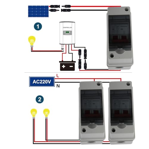 Solar DC Isoleerschakelaar, DC500V IP65 PV Solar Disconnect Switch Fotovoltaic Circuit Isolatie miniatuur RV Breaker Box Waterdicht (32A)