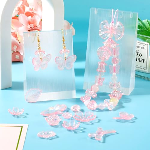 100g diverse acryl kralen roze bloem kralen boog vlinder bloemen spacer kralen blad bengelen bedels kralen Bulk voor armband sieraden maken