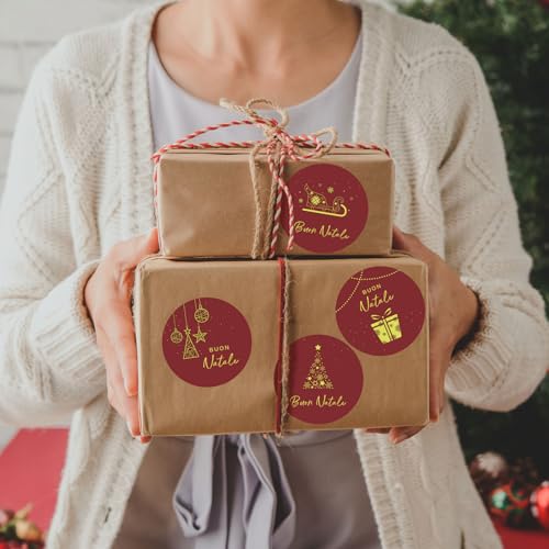 120 st. 4cm Zelfklevende Kerst Labels Ronde Kerst Stickers Gift Stickers Rode Stickers Gold Scrapbooking Vrolijk Kerstmis Rendier Bags DIY Stickers Party Christmas 4