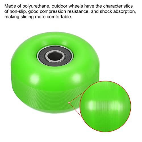 52mm Skateboard Wielen met lagers, 4 Pack Street Wielen voor Skateboards Cruiser Wiel Vervanging 95A, Groen Zwart 3