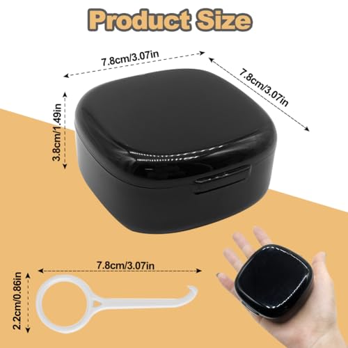 Tandheelkundige prothese houder, Portable Bracket Box met Strainer, Plastic Behoudapparaat Schoonmaak geval, Valse Tanden Container, met Aligner Removal Tool -Zwart 3