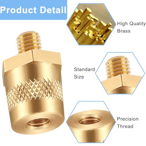 2 stuks M8 Batterij Terminal Adapter Auto Batterij Pole Connector Messing Tone M8 Side of Top Post Threaded Terminal Opladen Post Extender Conversie, voor Auto Truck Yacht 3