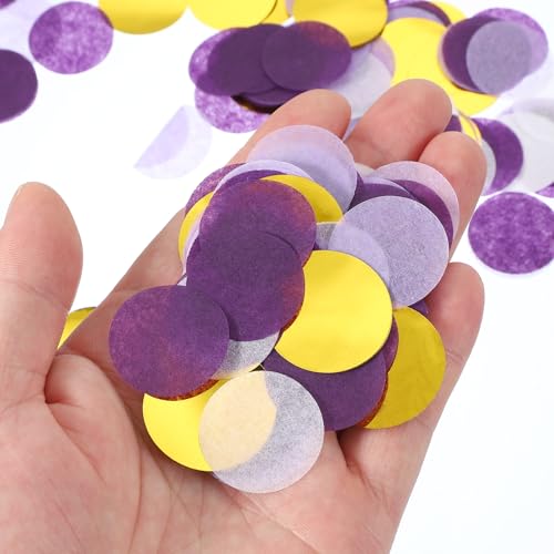 Ronde weefsels Papier Confetti 1 inch, Tafel Confetti cirkel Dots voor bruiloft verjaardag feest ballon decoraties (50g), paars / goud 3