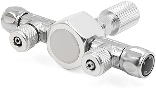 Silver Tone Metal 2 Way Splitter Regelventiel voor Aquarium Plant CO2 Tank
