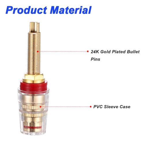 Robuuste 5 Way Banana Plugs 4mm 24K Gold Plated Brass Geïsoleerde Banana Plugs voor luidsprekerversterker met sleutel (4 Pack) 4