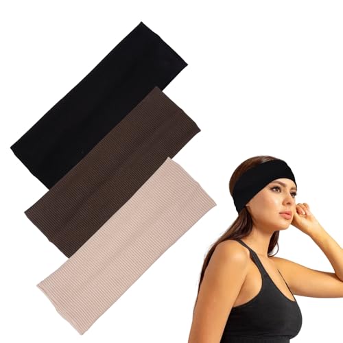 3 Stuks Elastische Hairband Vrouwen Non-slip Headband voor Vrouwen, Soft Sport Yoga Hairbands voor Fitness, Ademend Sweat-Absorbing Sport Headband voor Running, Gezichtsreiniging, Fietsen
