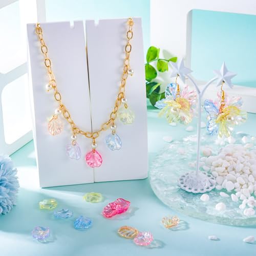 200st Bladhangers Shimmer Leaf Dangle Charms Transparante Petal Acryl Hangers AB Kleur sieraden Charm Bulk voor DIY oorbellen ketting sieraden maken, acryl, acryl
