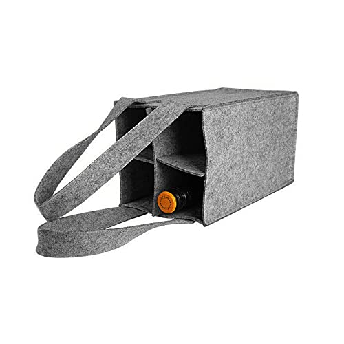 Felt Cloth Bier Bag Wijn Flessendrager Herbruikbare Felt Wine Tote Bag voor Travel Picnic Birthday Party BBQ Str, Grey, 18*8.5*24, Modern design, Grijs, modern 3