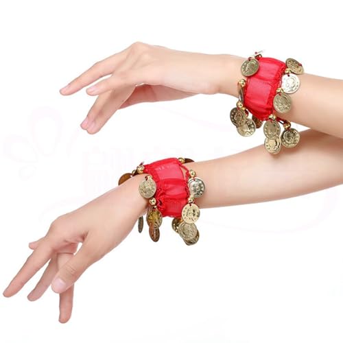 4 Paar Belly Dans armband, Belly Dans Coin Armband, Chiffon Belly Dans Armband, Geschikt voor Dans Shows, Feesten 3