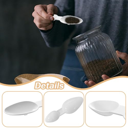 20 st. Dubbelzijdige Lepels Dubbelzijdige Plastic Medicine Lepels Herbruikbare Kleine Lepel voor graanpoeder, melkpoeder, koffiepoeder, eiwitpoeder, waspoeder, schep, kooklepel, (Wit) 5