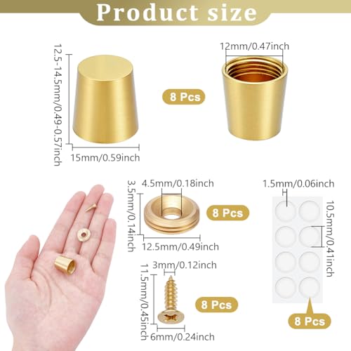 8 sets messing snijplank poten, 15 mm snijplank voeten met antislip gliders, mini kast poten, geschikt voor tafel en bank meubels