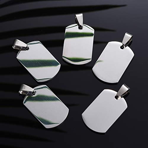 5sts 304 Roestvrij stalen rechthoek Lege stempels Tag hangers Etching Graving Tags Charm met Pinch Bail 28x18x1.8mm voor sieraden het maken van huisdier hond naam ID Tags 3