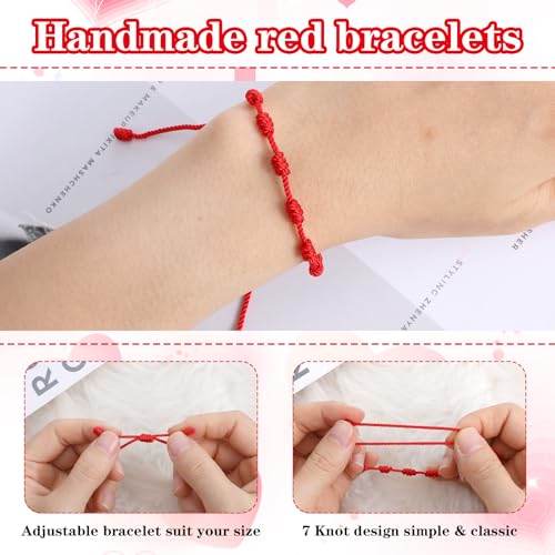 12 stuks rode koord armbanden, verstelbaar 7 knopen, rode koord armband, bescherming, geluksarmband, knoopketting, gevlochten armband, amulet, enkelketting voor bescherming, zegeningen 5