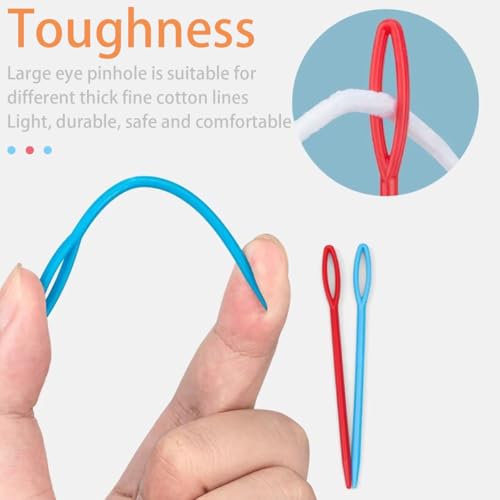 Stoppen naalden voor haken, Dujelixa Plastic Naainaalden, 9cm/3.54inch Kinderen Naainaald, Willekeurige Kleuren Mengen Sweater Naainaald, Ambacht Naalden 60 st, Handnaainaald, De Zelfklevende 3