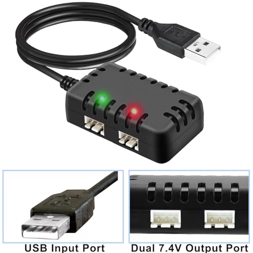 2Scs 2S 7.4V USB met dubbele XH-3P Laadkabel, Type C naar USB Converter, voor Axial SCX10 RC Car 2S Batterijen RC Auto's Drone Boot Vliegtuig 4
