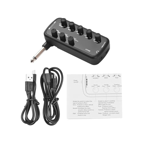 Hoofdtelefoon Basversterker met 3 Speaker Simulaties Plug en Play voor elektrische Bas Muziekinstrument Gitaar Amp Mini Amp Portable 3 Ingebouwde Modulatie Tones en Vertragingen Type C