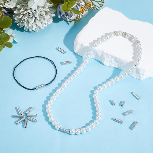 Verpakking van 20 Schroefsluiting, Lace Up Gesp, Afneembare Halsband sluiting, Pearl Barrel Connector, Lederen Cord End, voor sieraden maken armbanden, Kettingen, 13.5 x 4 mm 4