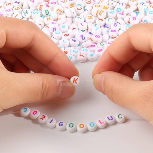 1400 st Acryl brief kralen 7mm ronde kleurrijke nummers hart kralen voor sieraden armbanden ketting sleutel kettingen DIY ambachten (kleur) 4