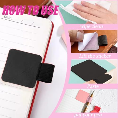 8Pcs Pen Loop Pen Houder Zelfklevende leren penhouder Zelfklevende Elastische Potlood Loop Notebook Zelfklevende Pen Ring voor Notebooks Dagboeken Tabletten Kalenders Planner Journals 3