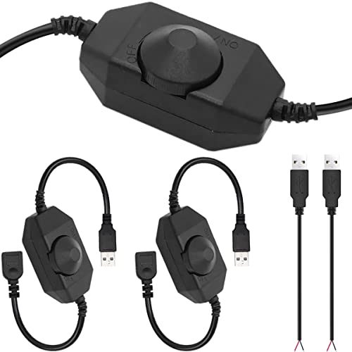 LED Strip Light Dimmer USB Vrouw naar Man Kabel met Dimbare Rotary Switch Controller 5V LED Light Switch Switch Verstelbare Switch, 2 stuks
