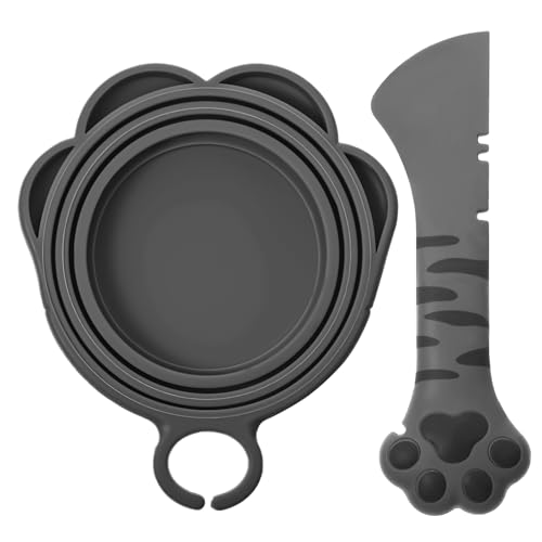 Silicone Universal Can Lid Cat Food met Lepel, Feed Cat Cat Lepel Cat Food voor kattenvoer, Can Lid voor blikken voor Pet Food Boxes, deksel Gift (B)