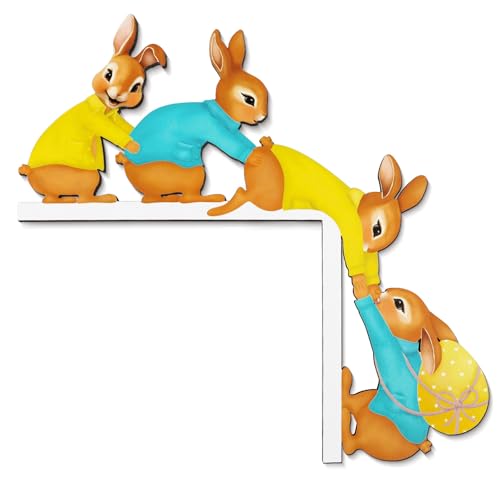 Pasen Deur Frame Decor Schattig Konijn Hoek Teken Houten Konijn Huis Decoratie voor Pasen Kinderen verjaardag partij levering