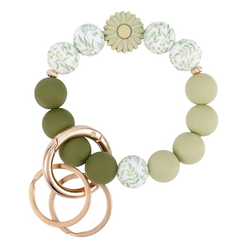 Daisy sleutelhanger polsband, Siliconen kralen sleutelhanger met ring en schattige auto sleutel armband voor vrouwen