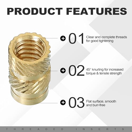 Inserts, M5*5*7mm, Verpakking van 50 messing verwarming inserts, vrouwelijke draad inserts, Metrische geribde noten, Inbedding Noten voor Plastic en 3D afdrukken componenten 3