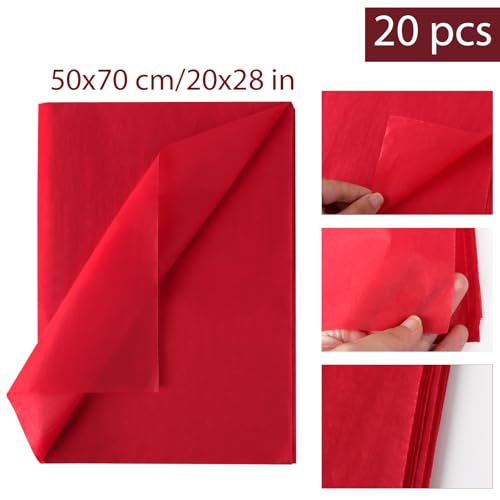 20 vellen rood weefsel papier 50 x 70cm Xmas weefsel papier kunstcadeauverpakking papier ambachten voor verjaardag kerst Valentijnsdag partij