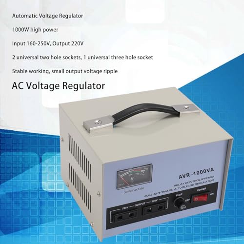 Automatische spanningsstabilisator met 2 SAFE WIRE AC variabele spanningsregelaar 1000W 160-250V ingang 220V uitgang variabele Transformer 3 universele stroomuitlaten 4