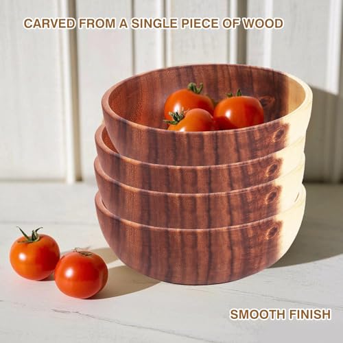 22x7.5cm Voedselbak Grote houten plaat Fruit Serveerbak houten salade schaal Duurzame keuken Tafelgerei voor voedsel Fruit Salade Soep Rijst 4