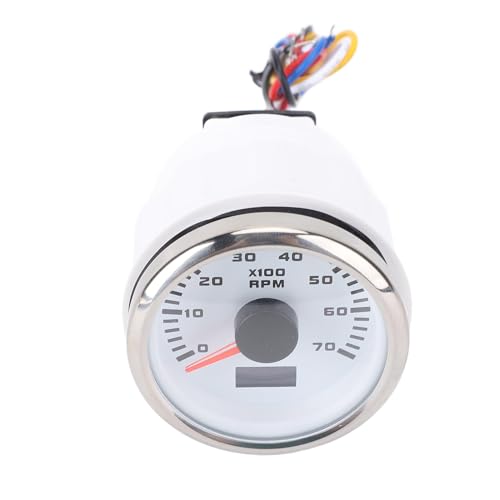 52Mm Tachometer met uurmeter voor vrachtwagen trekker auto RV BOAT 7000RPM 7 kleuren achtergrondverlichting (Witte wijzerplaat zilver cover cx6230) 3
