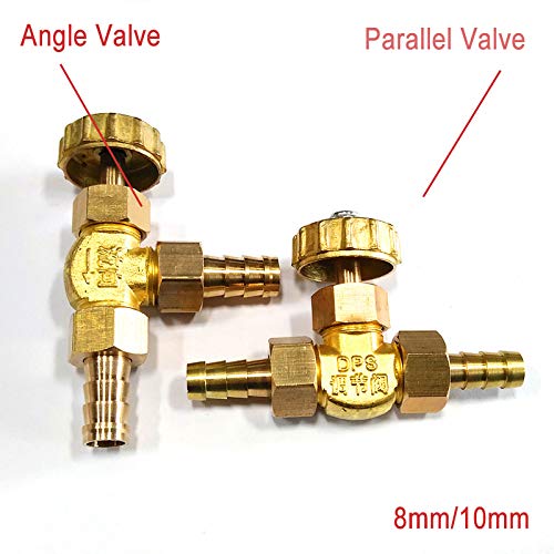 1/4" Messing Naald Valve Propaan butaan Gas Richter Barbed Wire Spigots 1 Mpa Parallel Controle Naaldventiel Vervanging voor watergasolie Tweewegstroom (Parallel Fit Valve, DN 2mm) 5