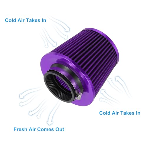 Clamp-on droge lucht Filter 76mm Inname Koude lucht Inlaat Cleaner Cone Vervanging Performance Wasbaar Bloed Filter voor Dirt Bike Motorfiets Auto Paars 4