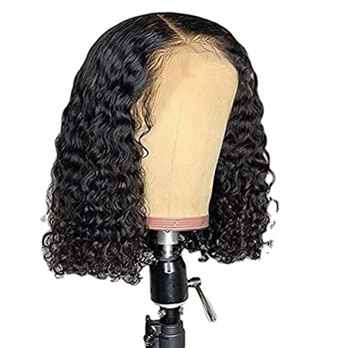 14 inch korte bob pruiken echte haar pruiken voor zwart vrouwen Braziliaanse pure echte haarlijm zonder lijm voorgelakt met baby haar natuurlijk zwart 150% dichtheid