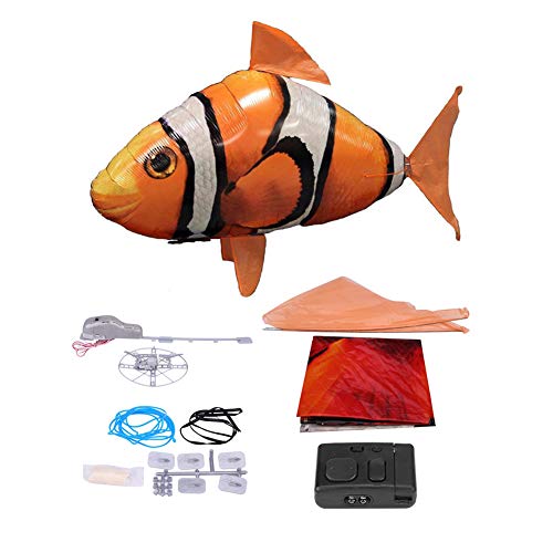 Opblaasbare Fish Flying Shark, Vliegende Shark Toy, Afstandsbediening Vliegende Haai Opgeblazen RC Opblaasbare Ballon Speelgoed Shark Clownfish Kids Cadeau(oranje Clownfish)
