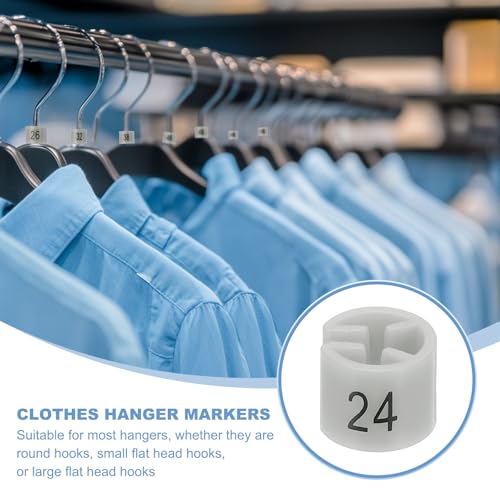 100st Coat Hanger Markers Nummer 24 Tags Fit 3mm Rod Garment Maat Tag Hanger Clips Ronde kleur Coding Label voor kleding Hangers, Grey 3