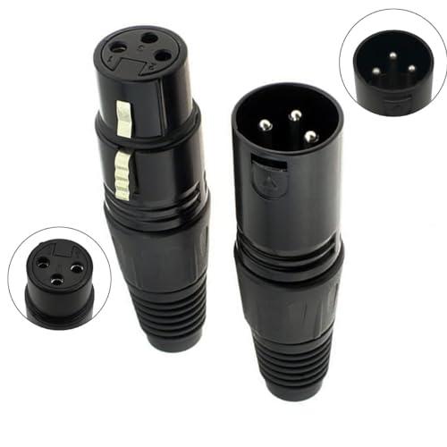 Pak van 12 Solder Connectors XLR 3 Pin Male/Female Plug Microphone Kabel, Audio Jack Microphone, XLR Stereo Plug (Zwart) 5
