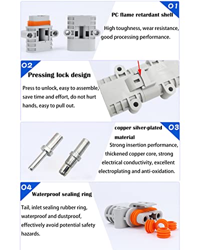 50 A 600 V Battery Connector Plug (2 Set) - Quick Connect Battery Connector Quick Connector Plug voor Airconditioning, Campers, Caravans