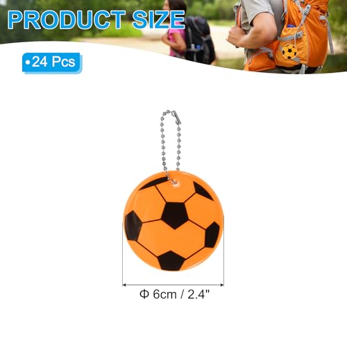Reflectieve Keychain Labels, 24 stuks Reflectieve Voetbal Hanger PVC Hoge zichtbaarheid Reflector Tags Waterdichte veiligheidsreflector voor rugzak, oranje-geel