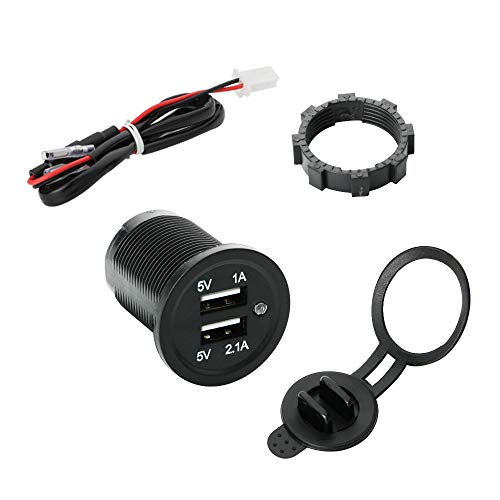 Universele Socket, 12V-24V, 5V, 2.1A, Quick Charger met LED Display (blauw) voor auto, boot, motor